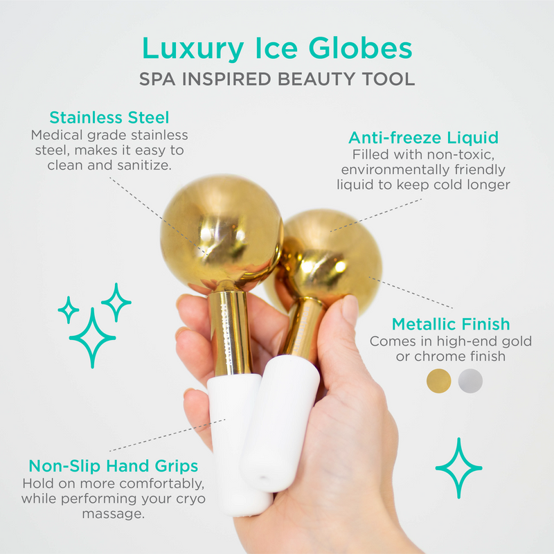 MonétBeauty Stainless Steel Ice Globes for Facials (Gold)